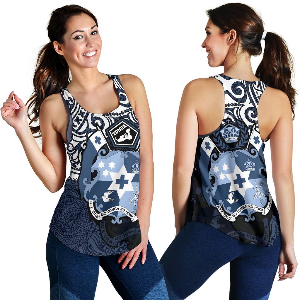 Tonga Polynesian Women's Racerback Tank - Tongan Pride (Blue) - Polynesian Pride