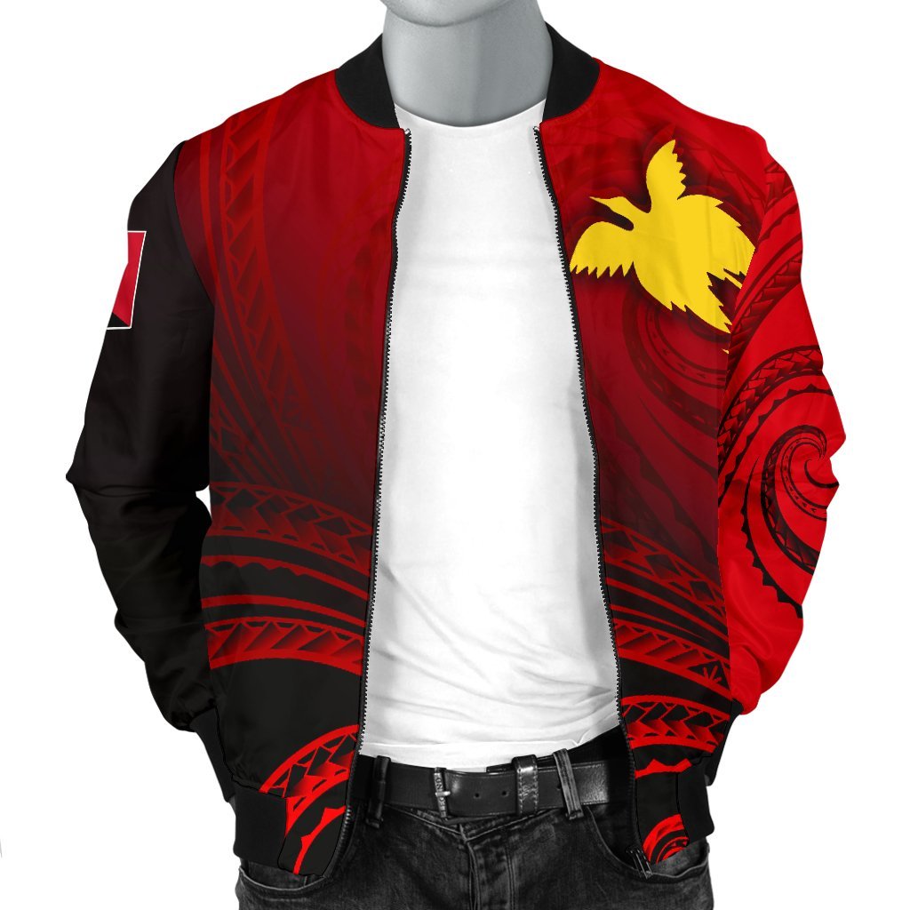 Papua New Guinea Men's Bomber Jacket - Raggiana Bird of Paradise Polynesian Patterns - Polynesian Pride