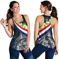 Polynesian Hawaii Women's Racerback Tank - Hawaii Seal With Plumeria Style - Polynesian Pride