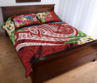 Fiji Polynesian Quilt Bed Set - Summer Plumeria (Red) - Polynesian Pride