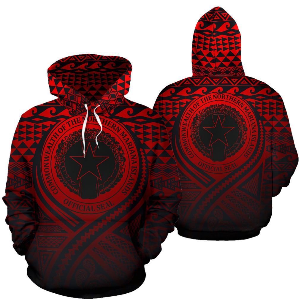 Northern Mariana Islands All Over Hoodie Lift up Red Unisex Red - Polynesian Pride