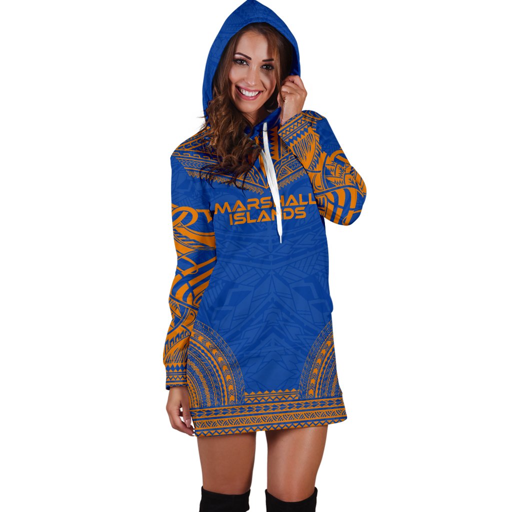 Marshall Islands Women's Hoodie Dress - Polynesian Flag Chief - Polynesian Pride