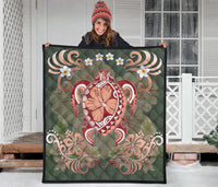 Hawaii Turtle Hibiscus Plumeria Premium Quilt - Jessi Style - AH - Polynesian Pride