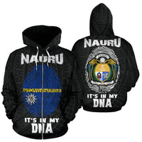 Nauru Zip up Hoodie Nauru Flag Coat of Arms Is In My DNA Unisex Black - Polynesian Pride