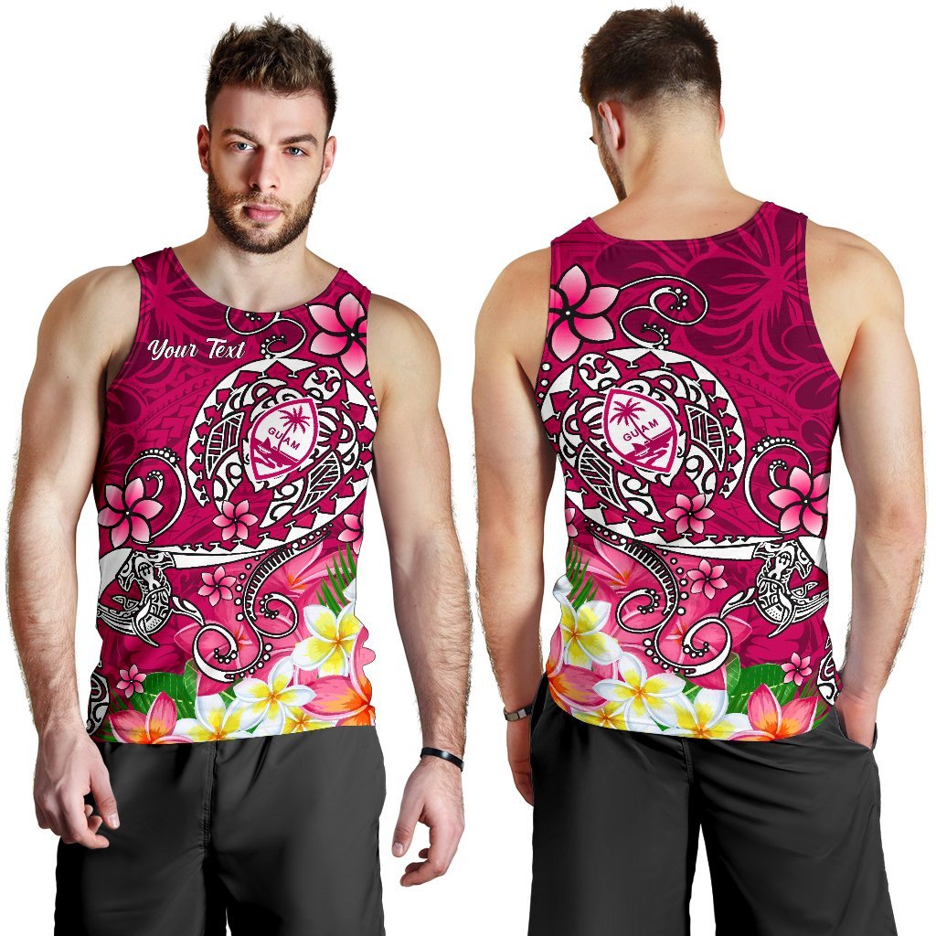 Guam Custom Personalised Men's Tank Top - Turtle Plumeria (Pink) - Polynesian Pride