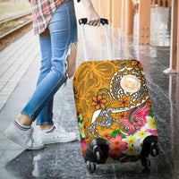 Hawaii Polynesian Luggage Covers - Hawaii Seal With Turtle Plumeria (Gold) - Polynesian Pride