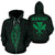 Polynesian Fish Hook Kanaka Map of Hawaii Zip Hoodie Green Unisex Green - Polynesian Pride