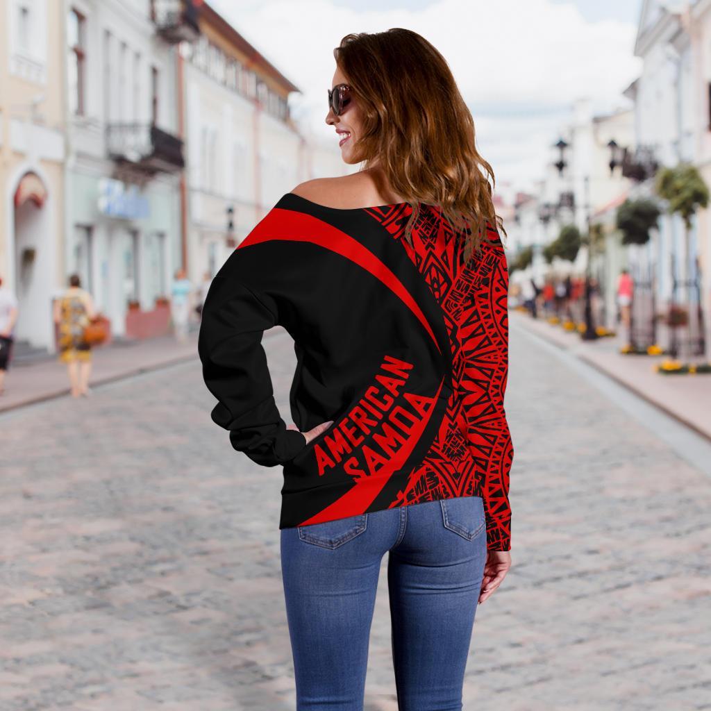 American Samoa Women's Off Shoulder Sweater - Circle Style 07 - Polynesian Pride