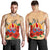 Tahiti Polynesian Men Tank Top - Hibiscus Coat of Arm Beige - Polynesian Pride