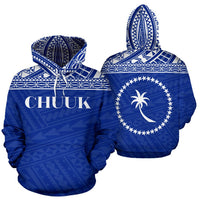 Chuuk State All Over Hoodie Federated States of Micronesia Unisex Blue - Polynesian Pride