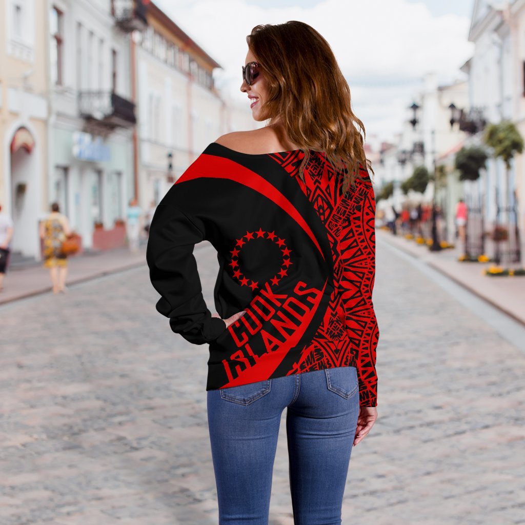 Cook Islands Women's Off Shoulder Sweater - Circle Style 04 - Polynesian Pride