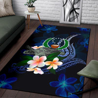 Pohnpei Micronesia Area Rug - Turtle With Plumeria Flowers - Polynesian Pride