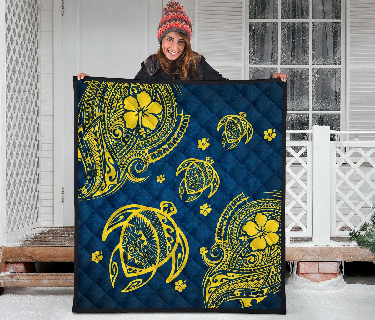 Hawaii Turtle Polynesian Premium Quilt - Kala Style - Polynesian Pride