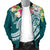 Tahiti Polynesian Men's Bomber Jacket - Summer Plumeria (Turquoise) - Polynesian Pride