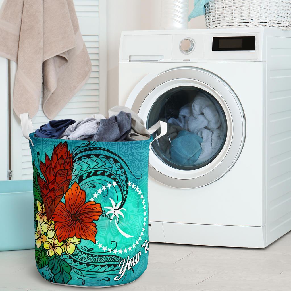 Chuuk State Laundry Basket - Custom Personalised Tropical Flowers Style - Polynesian Pride