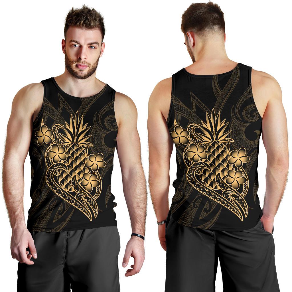 Polynesian Men's Tank Top - Gold Pineapple - Polynesian Pride