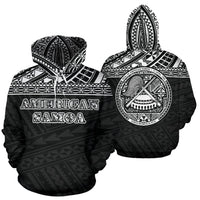 American Samoa All Over Hoodie Polynesian Black Version Unisex Black - Polynesian Pride