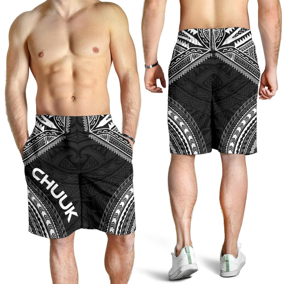 Chuuk Men's Shorts - Polynesian Chief Black Version - Polynesian Pride