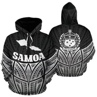 Samoa Polynesian Hoodie Black Pride Map nd Seal Unisex Black - Polynesian Pride