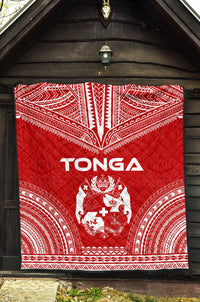 Tonga Premium Quilt - Tonga Coat Of Arms Polynesian Chief Red Version - Polynesian Pride