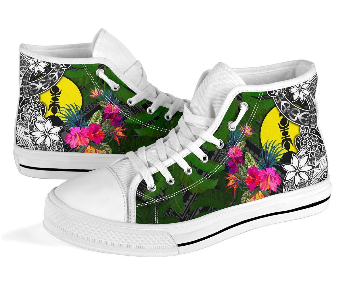 New Caledonia High Top Shoes - Turtle Plumeria Banana Leaf - Polynesian Pride