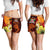Fiji Custom Personalised Women's Shorts - Tribal Tuna Fish Women Orange - Polynesian Pride