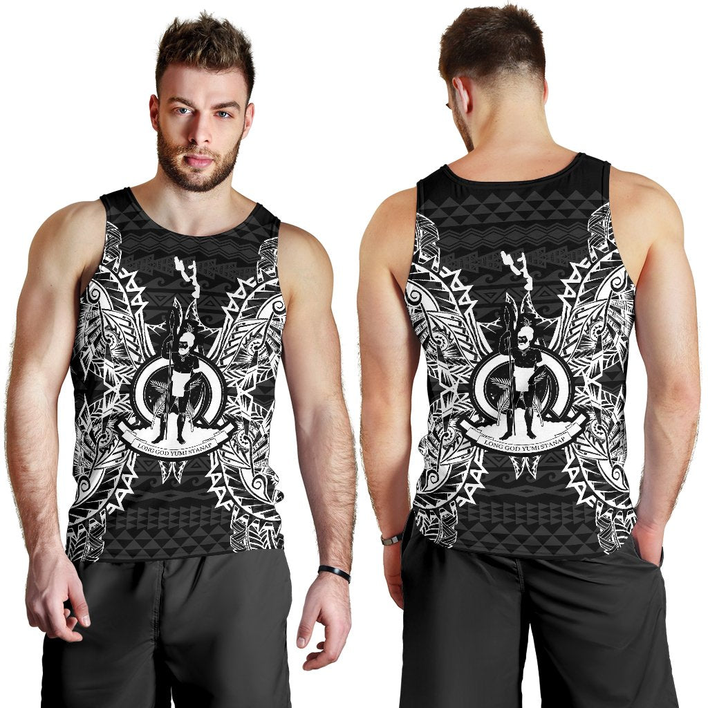 Vanuatu Polynesian Men Tank Top Map Black - Polynesian Pride
