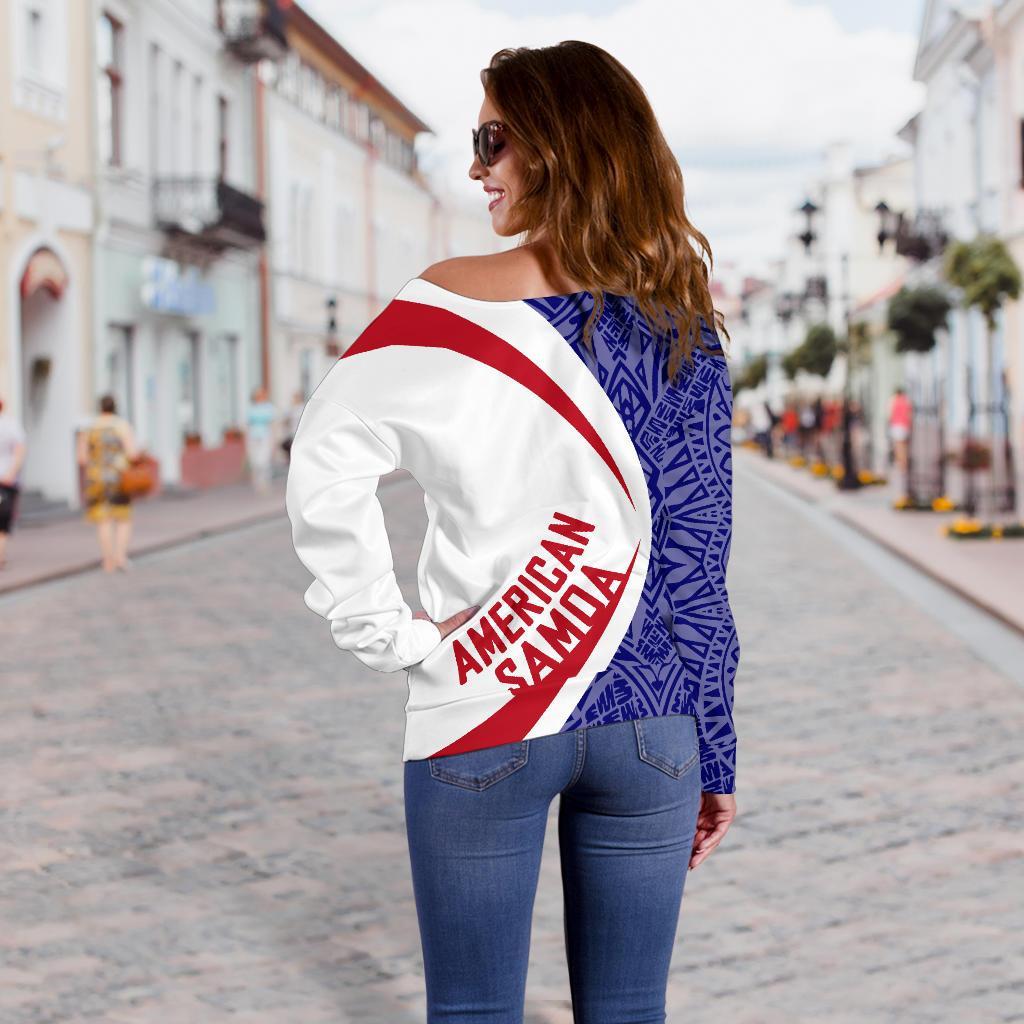 American Samoa Women's Off Shoulder Sweater - Circle Style 01 - Polynesian Pride