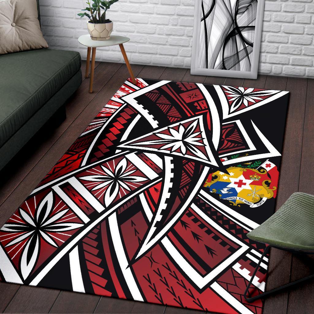 Tonga Polynesian Area Rug - Tribal Flower Special Pattern Red Color Red - Polynesian Pride