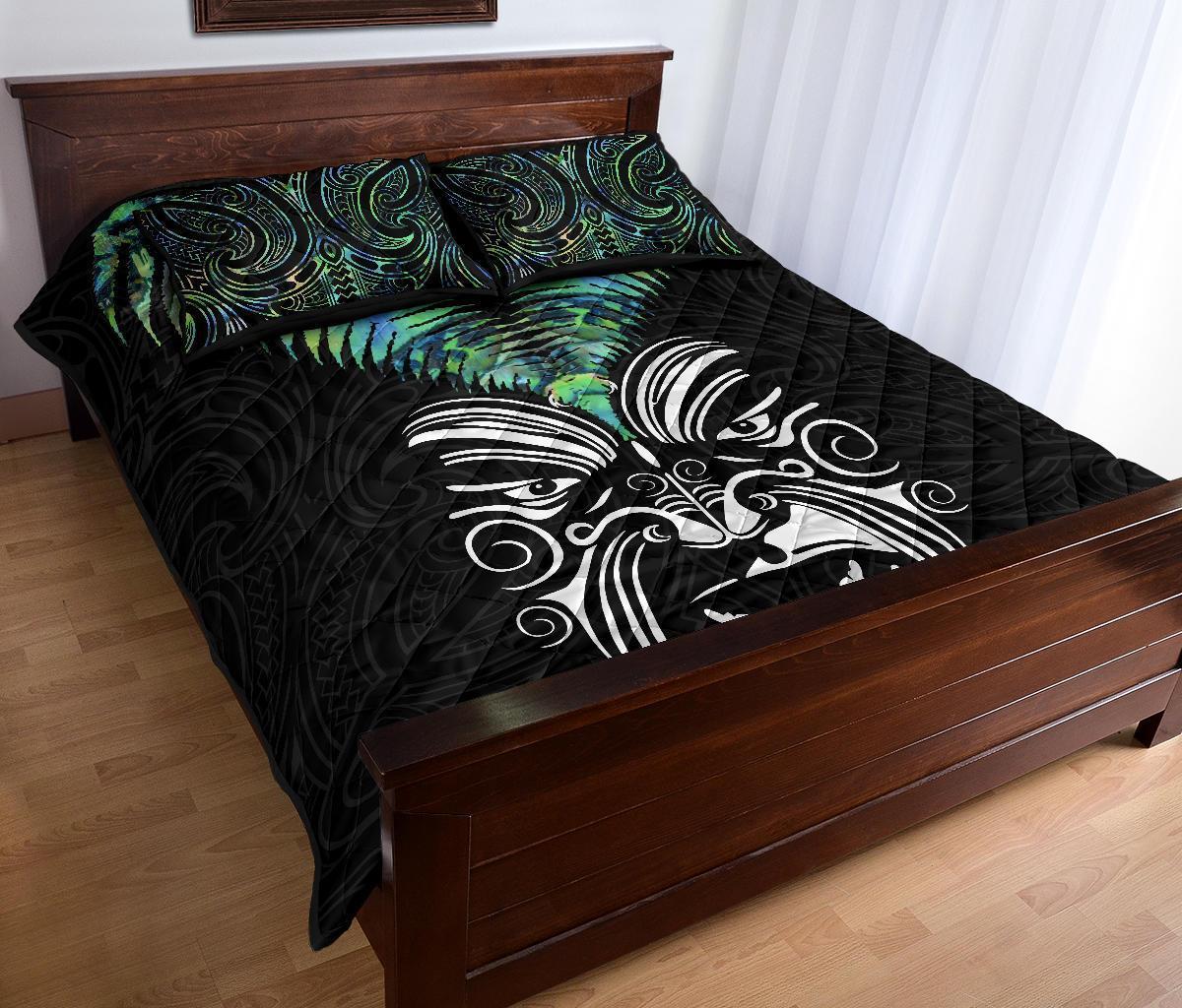 New Zealand Maori Moko Quilt Bed Set Paua Shell - Polynesian Pride