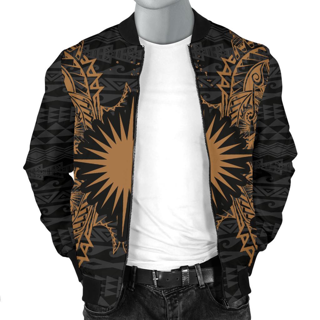 Marshall Islands Polynesian Men's Bomber Jacket Map Gold - Polynesian Pride