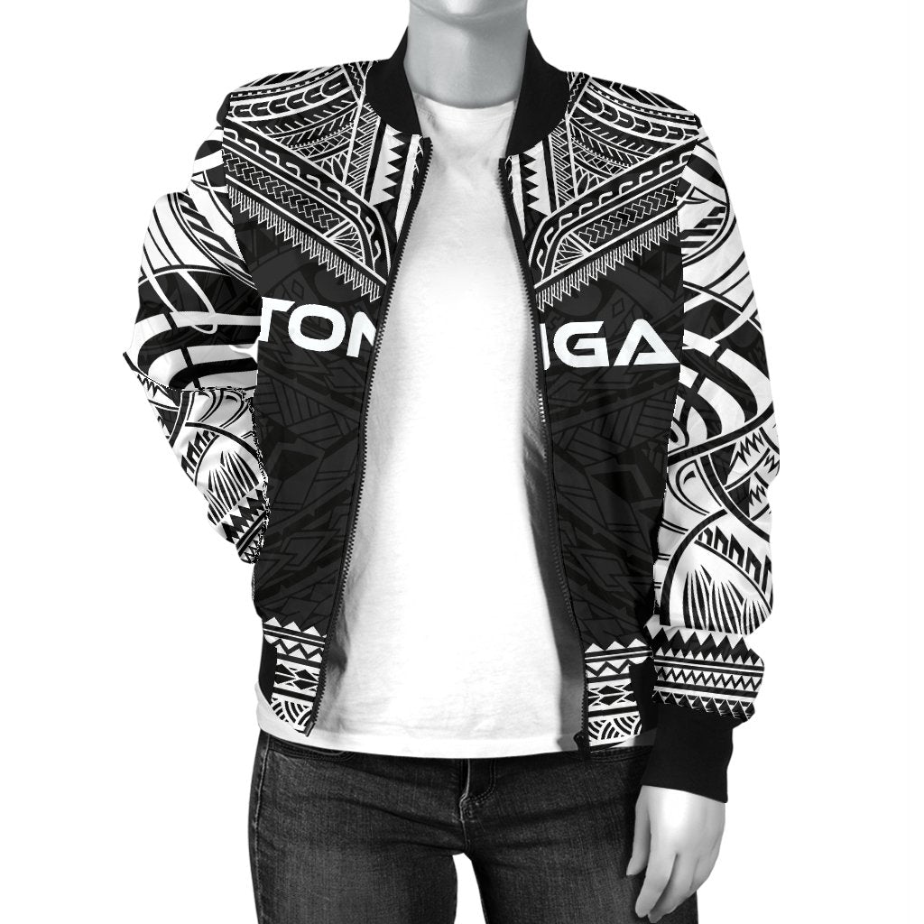 Tonga Polynesian Chief Women'S Bomber Jacket - Black Version - Polynesian Pride