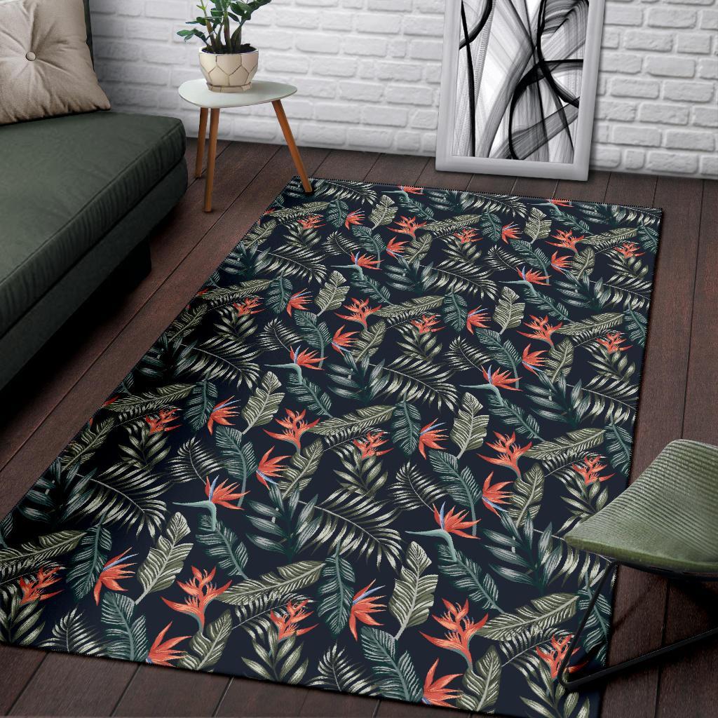 Tropical Strelitzia Black Rug - Polynesian Pride