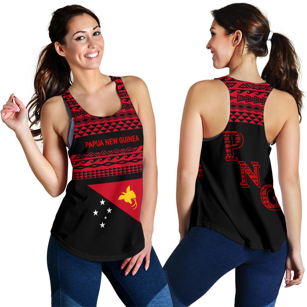 Papua New Guinea Women's Racerback Tank - Polynesian Style Black - Polynesian Pride