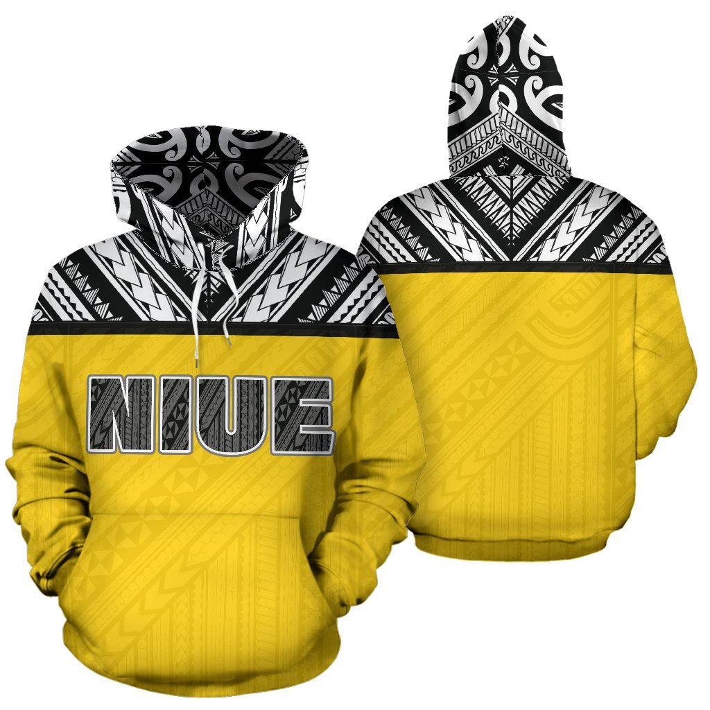 Niue All Over Hoodie Polynesian Hoodie Style Unisex White - Polynesian Pride