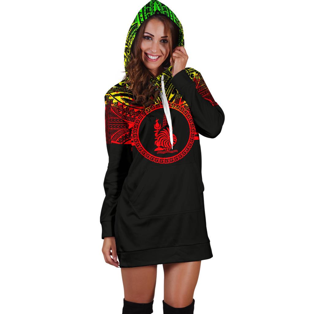 New Caledonia Women Hoodie Dress - New Caledonia Coat Of Arms Polynesian Reggae Color - Polynesian Pride