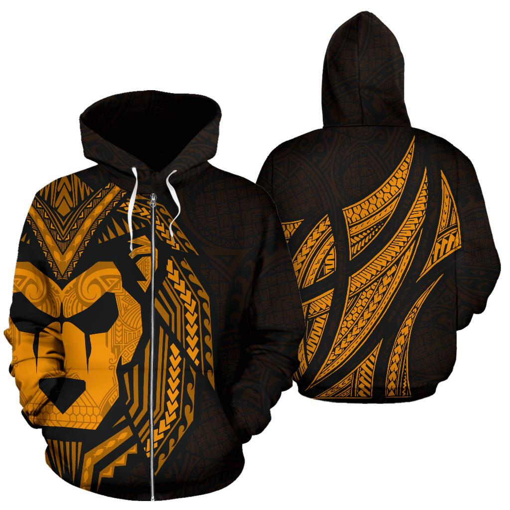Sua Lions Pride Polynesian Warrior Zip up Hoodie Unisex Grey - Polynesian Pride