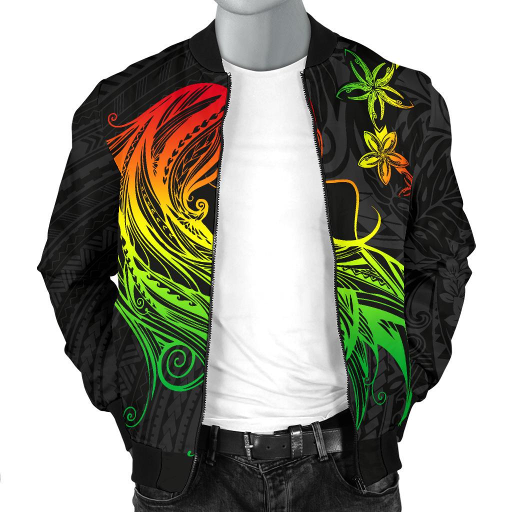Polynesian Hawaii Men Bomber Jacket - Kanaka Maoli Girl Hair Plumeria - Polynesian Pride