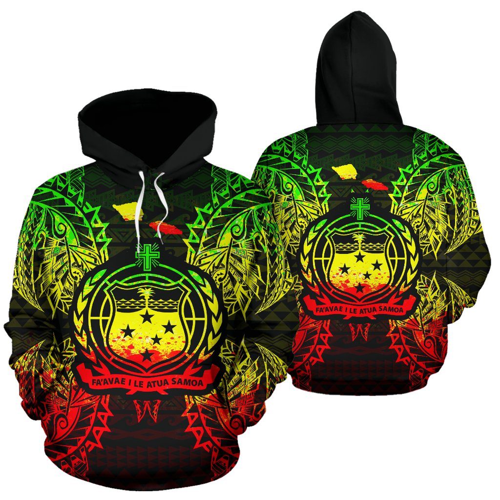 Samoa Polynesian ll Over Hoodie Map Reggae Unisex Reggae - Polynesian Pride
