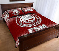 Federated States of Micronesia Quilt Bed Set - Federated States of Micronesia Seal Red Fog Style - Polynesian Pride