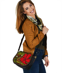 Hawaii Lauhala Hibiscus Polynesian Tropical Canvas Saddle Bag Reggae - Wake Style - AH - Polynesian Pride