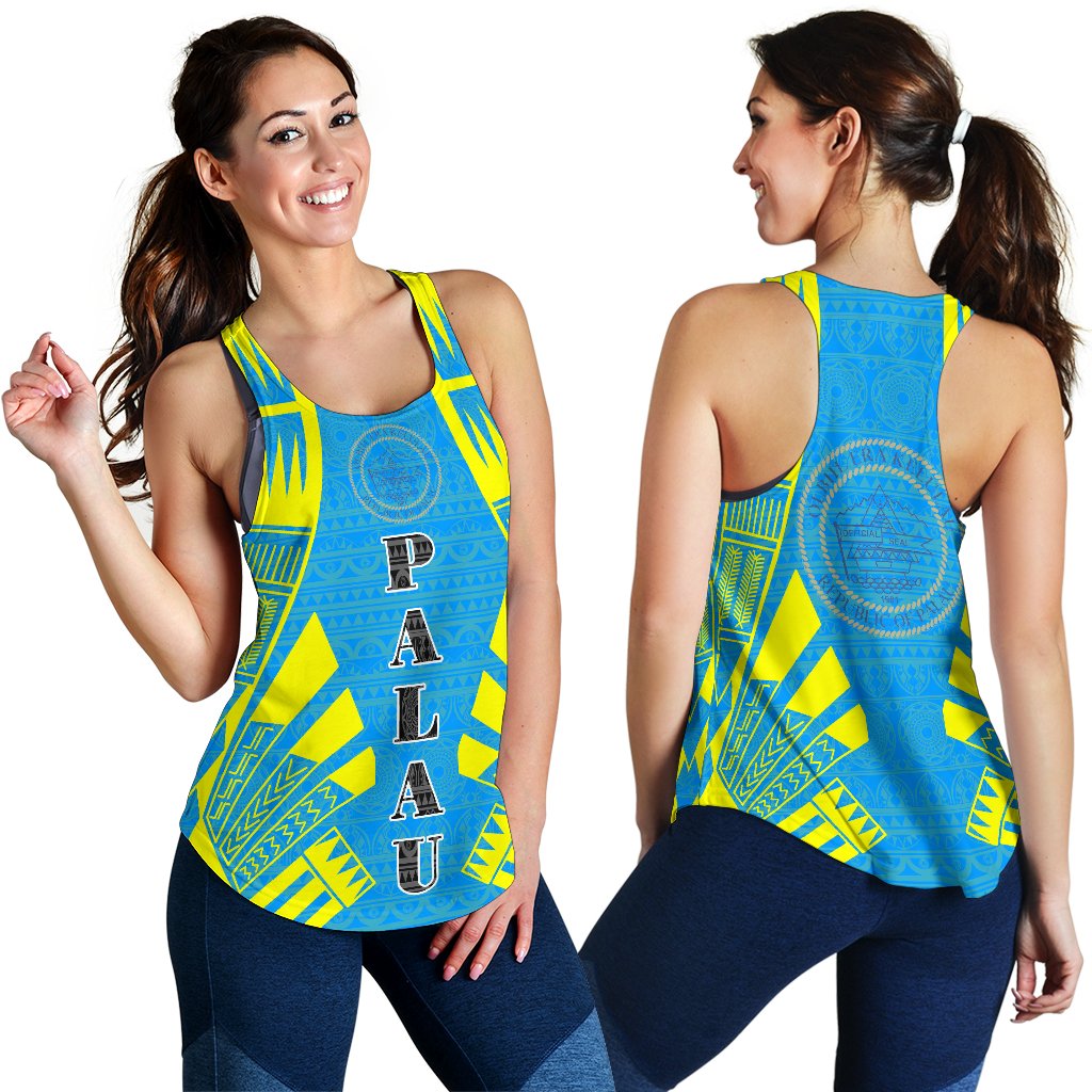 Palau Women Racerback Tank - Polynesian Tattoo Flag - Polynesian Pride