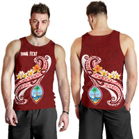 Guam Personalised Men's Tank - Guam Seal Polynesian Patterns Plumeria (Red) - Polynesian Pride