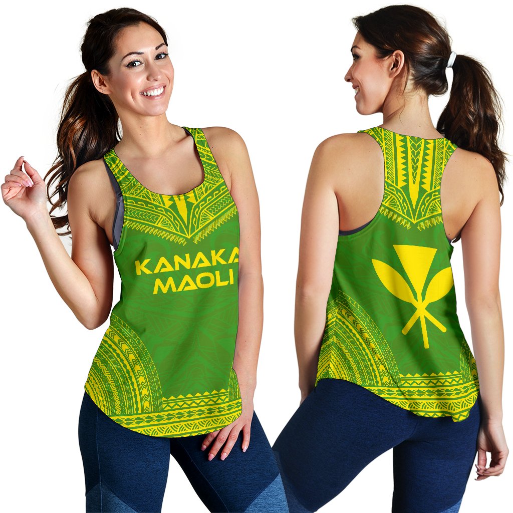 Kanaka Maoli Women's Racerback Tank - Polynesian Chief Flag Version - Polynesian Pride