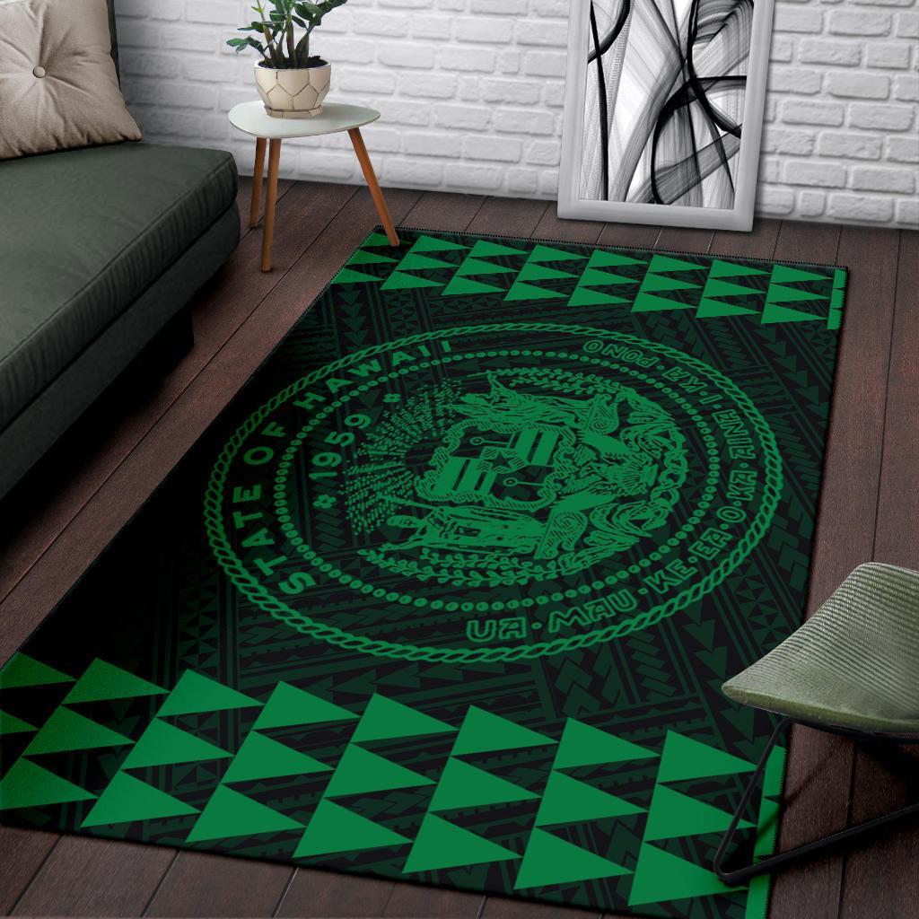 Kakau Seal Of Hawaii Polynesian - Green Rug - Polynesian Pride