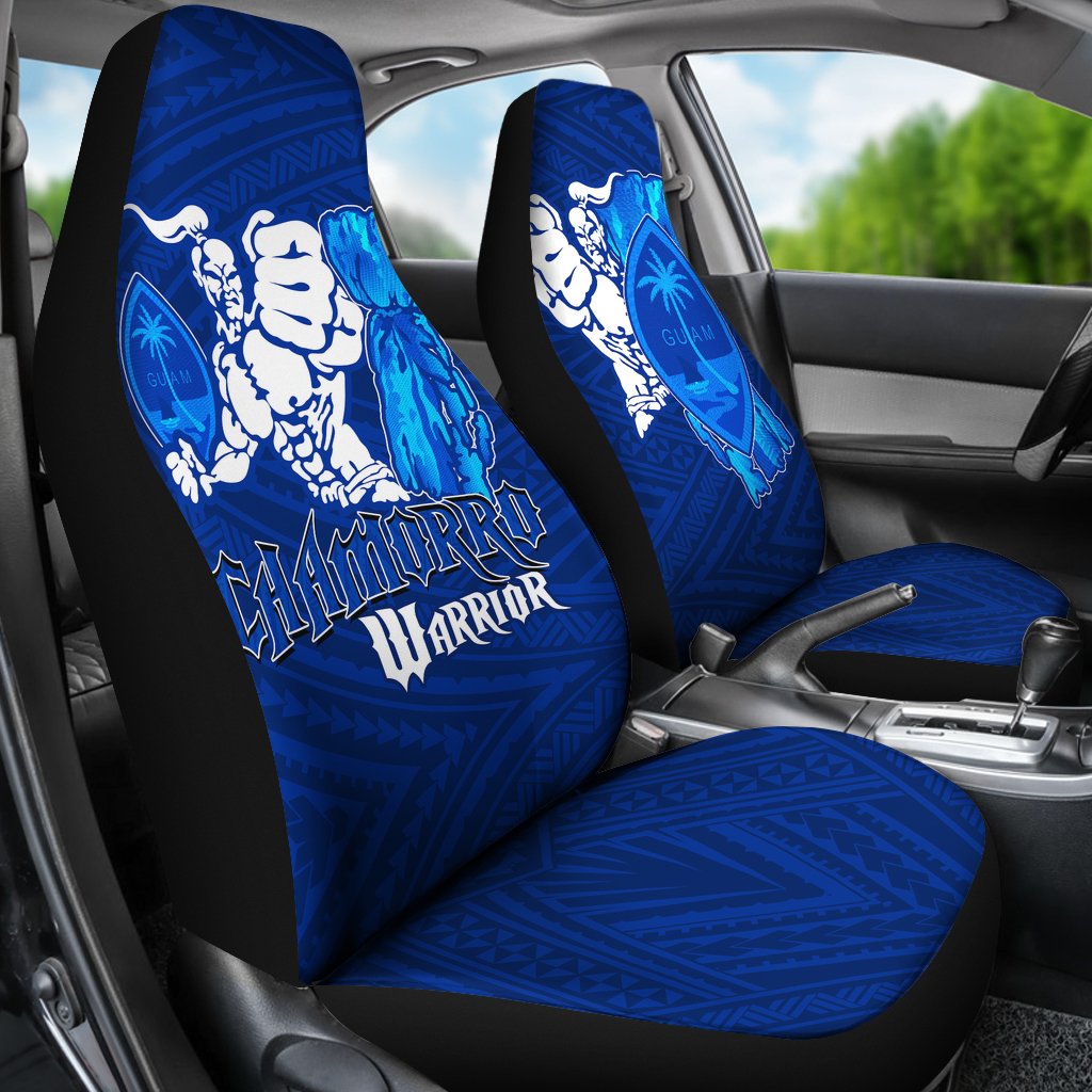 Guam Car Seat Covers - Chamorro Warrior Universal Fit Blue - Polynesian Pride
