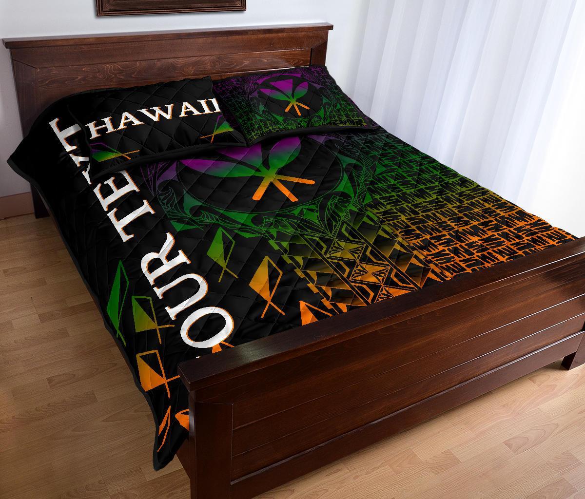 Hawaii Custom Personalised Quilt Bed Set - Kanaka Maoli Rocket Style - Polynesian Pride