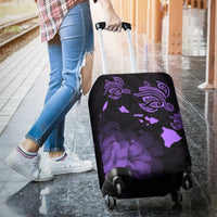 Hawaii Hibiscus Map Polynesian Ancient Violet Turtle Luggage Covers - Polynesian Pride