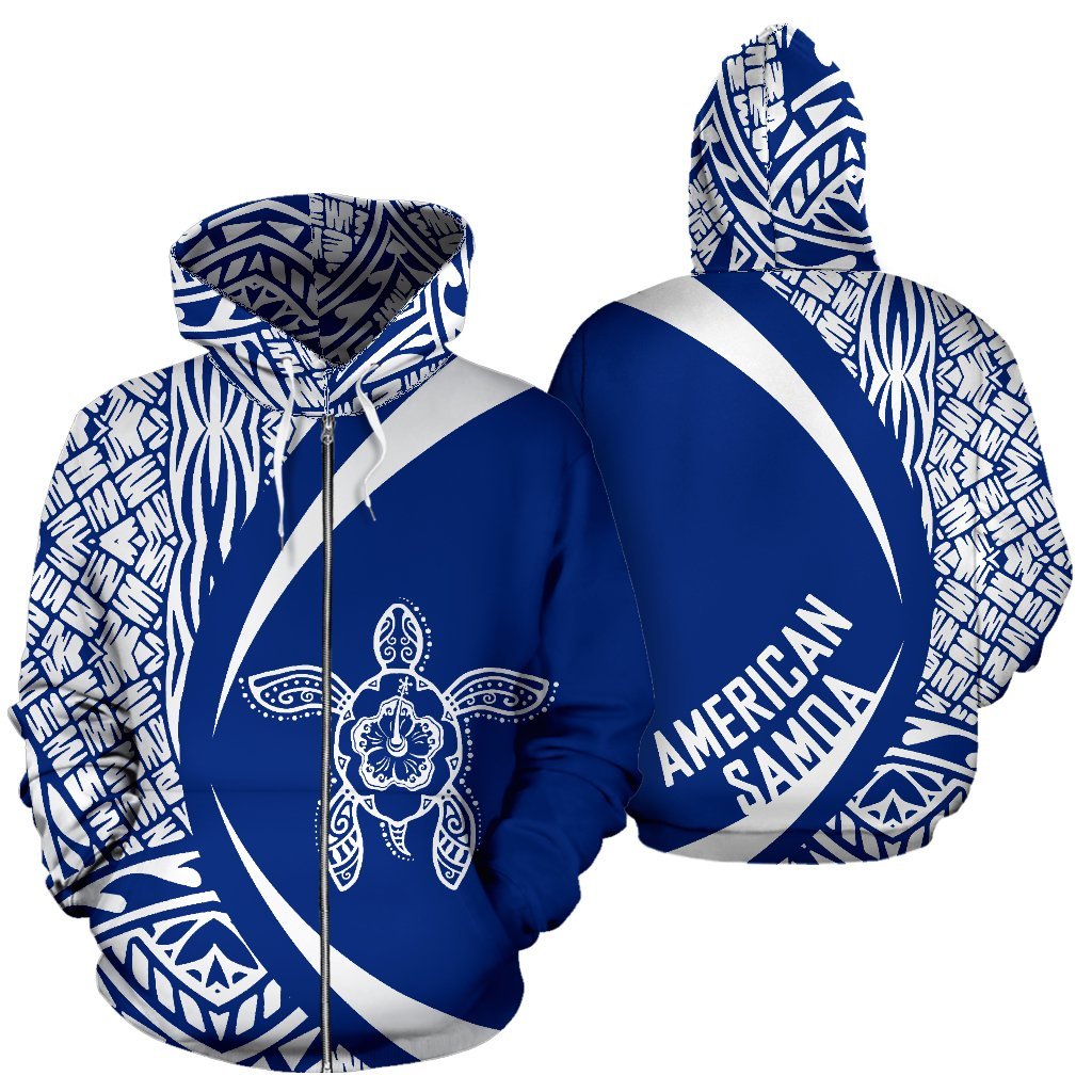 American Samoa Turtle Polynesian Zip up Hoodie Circle Style 07 Unisex Art - Polynesian Pride