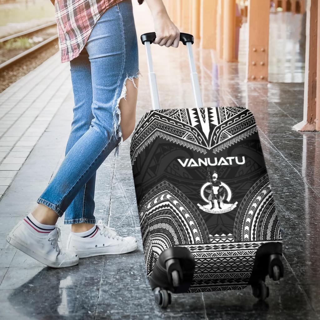 Vanuatu Polynesian Chief Luggage Cover - Black Version - Polynesian Pride